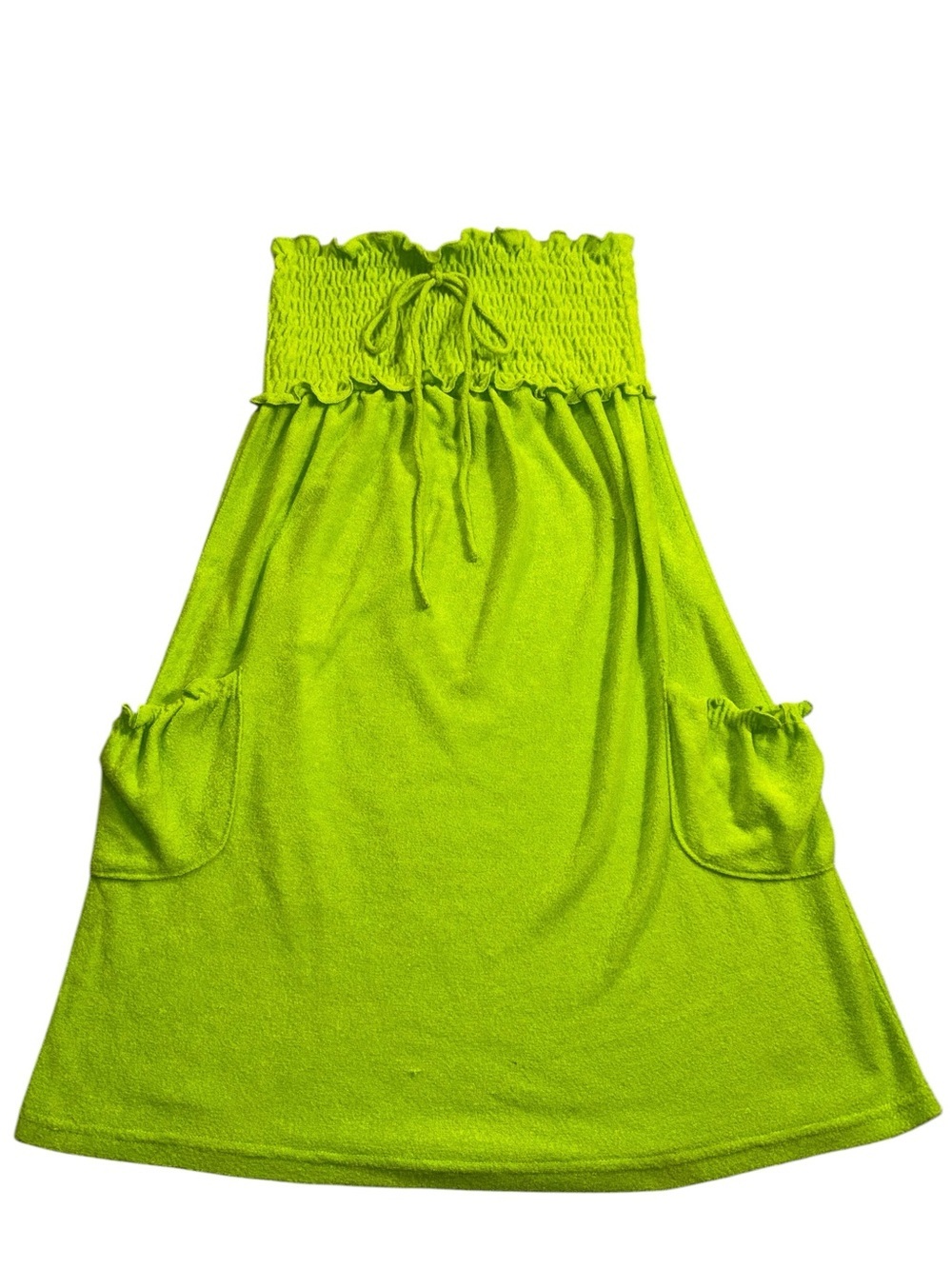 Bobbie Brooks Small Neon Lime Smocked Dress Pool Beach Boat Cover Up Loungewear